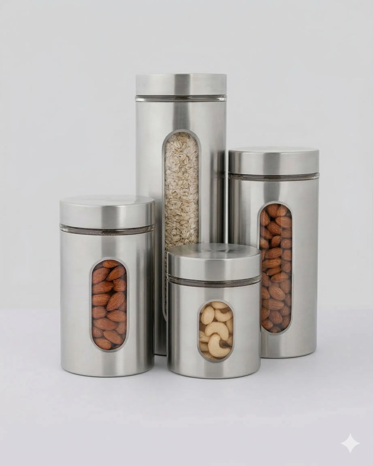 Vorratsdosenset aus Glas & Edelstahl – 4-teilig – Mei Müch
